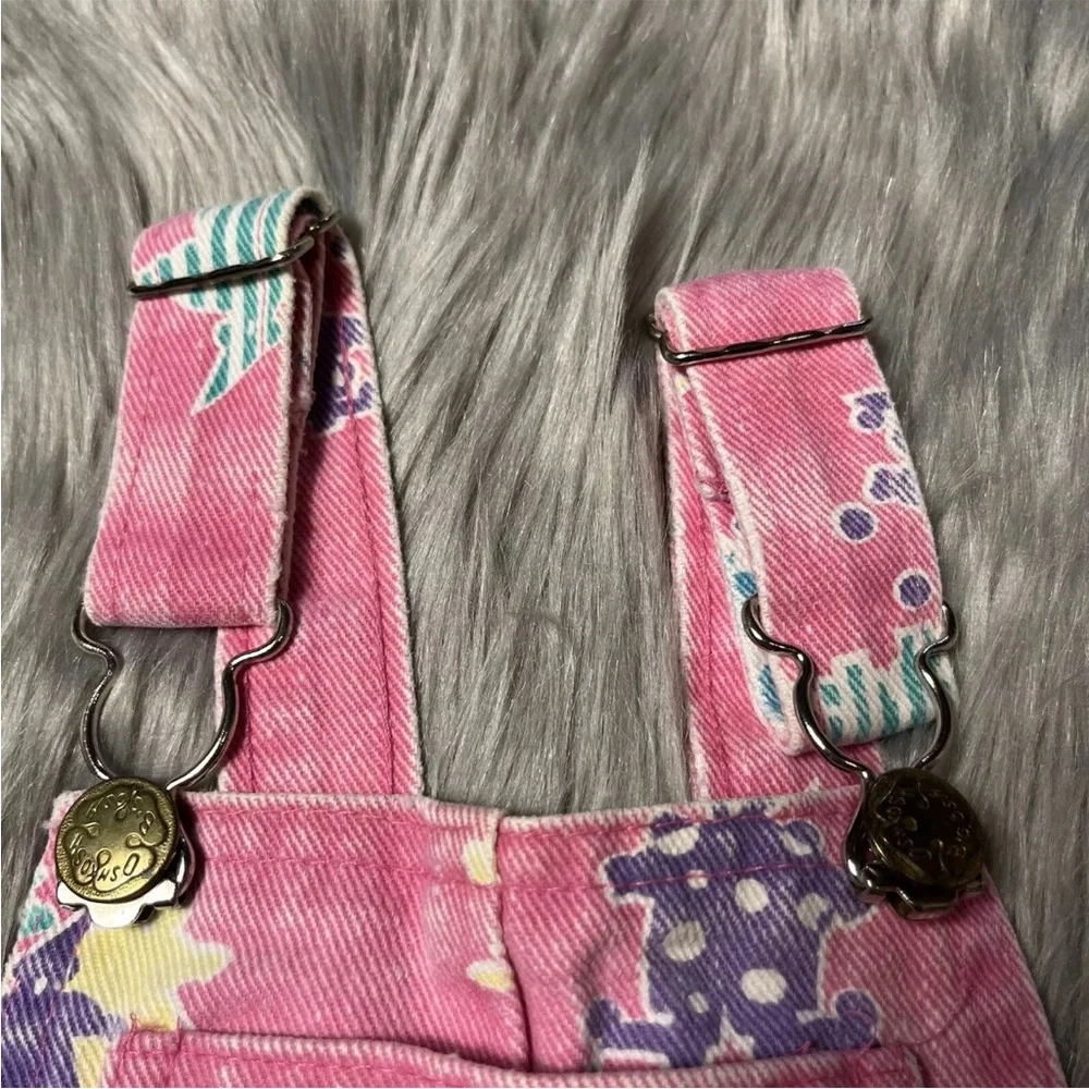 Vintage Oshkosh Bgosh Union Made USA Pink Clown Girls Overalls *Play Condition